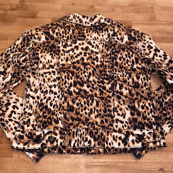 Leopard Print Jean Jacket Black and Brown  Women's Size M - LULAROE  Kenny - Picture 10 of 10